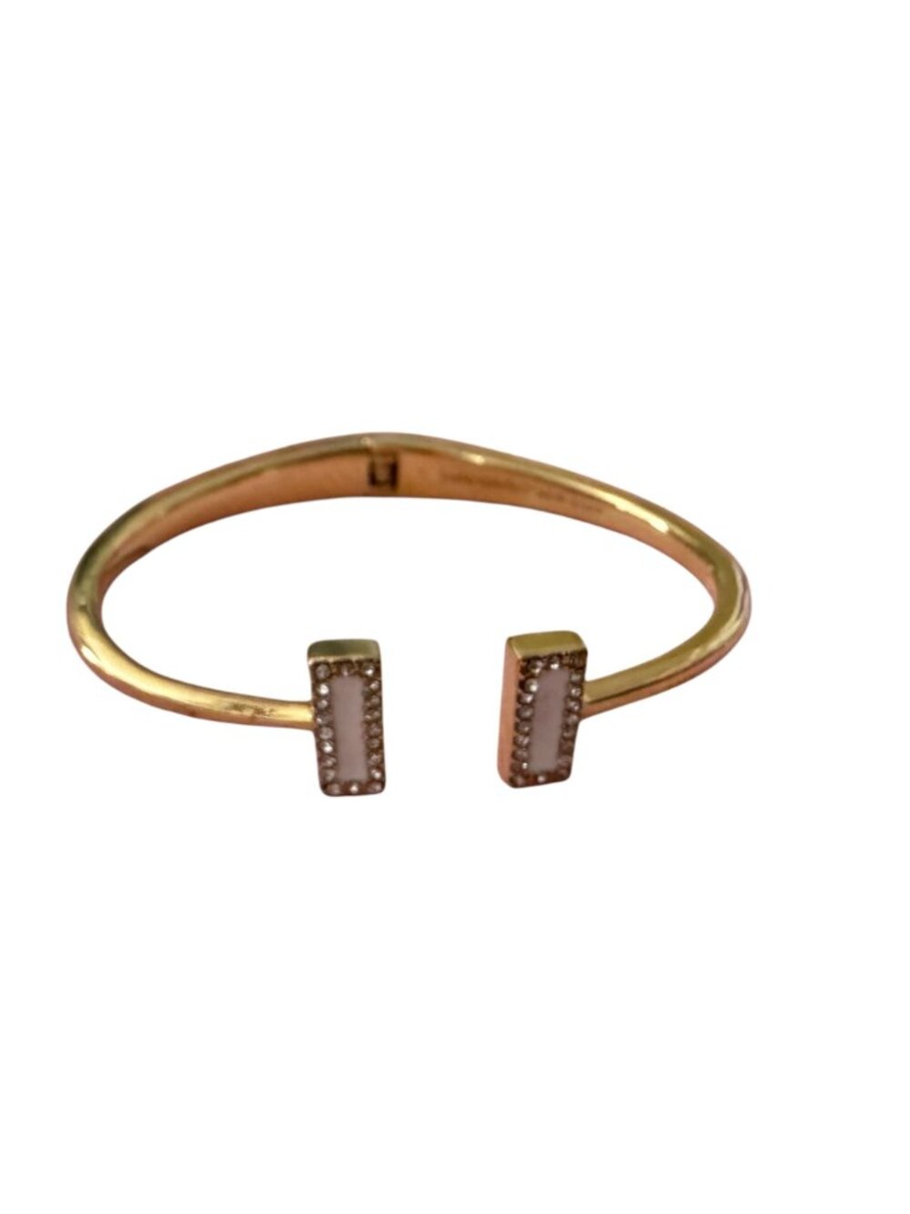 NWB Kate Spade Raising The Bar Gold Tone Crystal Bar Open Cuff Hinged Bracelet D - Picture 3 of 5